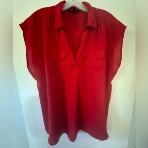 Business Casual Red Women's Top